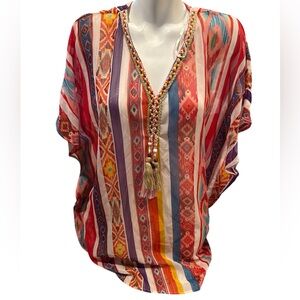 Sea Salt Society striped Southwestern pattern bathing‎ suit cover up, size s/m